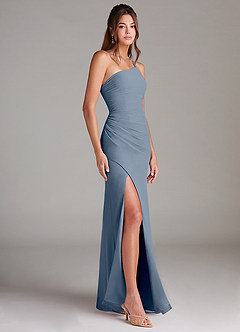 Azazie Eren Bridesmaid Dresses Twilight Sheath One Shoulder Chiffon Dress image4