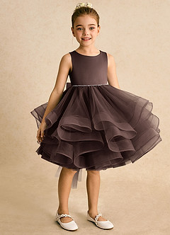 Azazie Tinie Robe Demoiselle D'honneur Fillette Robe Princesse en Tulle Arc Ganache image2