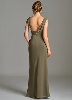 Azazie Kieryn Bridesmaid Dresses Willow Green Mermaid Pleated Chiffon Dress image2
