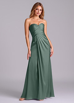 Azazie Sabrine Vente Finale Robe Trapèze en Satin extensible Encolure en Forme de Cœur Black image3