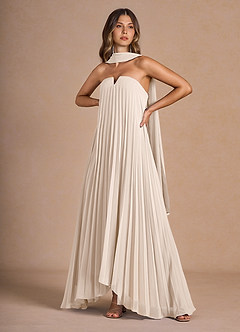 Nahla Cream Allover Pleated Maxi Dress image6