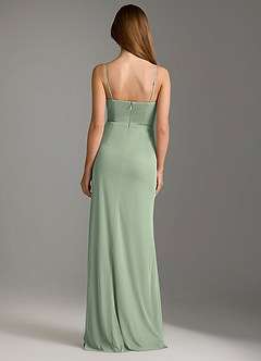 Azazie Maci Bridesmaid Dresses Dusty Sage Sheath Pleated Mesh Dress image2