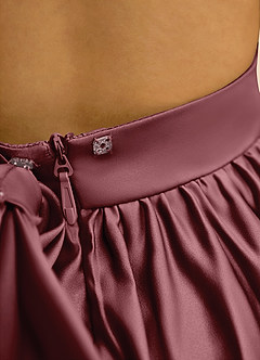 Azazie Nellia vestidos de niña de las flores Vestido de Rosa Del Desierto de Satin Mate de Corte En A con Lazo image7