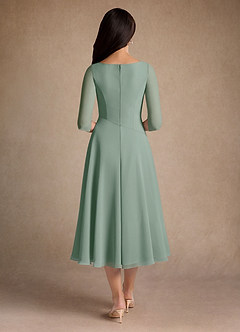 Azazie Durant vestidos de madre de la novia Vestido de Salvia Plateada de Gasa de Corte en A con Plisado image3