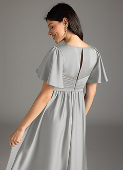 Azazie Verna Maternity Bridesmaid Dresses A-Line Ruched Stretch Satin Floor-Length Dress image8