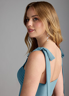 Azazie Lizet Bridesmaid Dresses Moody Blue A-Line Sweetheart Neckline Chiffon Dress image6