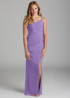 Azazie Deandra Junior Tahiti Sheath Mesh Dress image1