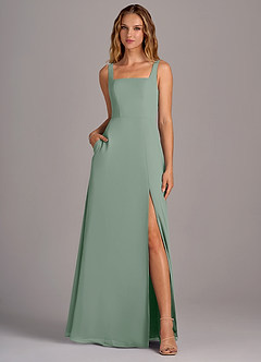 Azazie Debra Bridesmaid Dresses Silver Sage A-Line with Pockets Chiffon Convertible Dress image5
