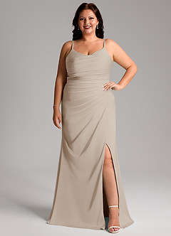Azazie Deandra Bridesmaid Dresses Frost Mermaid Pleated Stretch Satin Dress image7