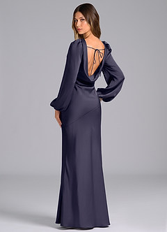 Azazie Rylina Bridesmaid Dresses Stormy Mermaid Long Sleeve Stretch Satin Dress image5