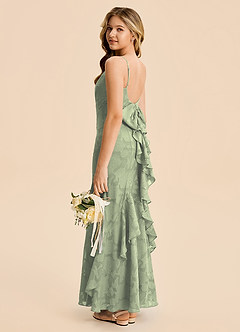 Azazie Lioren Junior Agave Mermaid Ruched Floral Burnout Dress image3