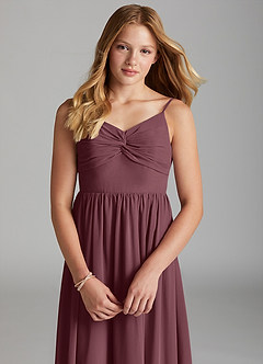 Azazie Zeya Junior Sangria A-Line Chiffon Dress image6