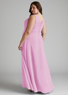 Azazie Flora Bridesmaid Dresses Candy Pink A-Line Pleated Chiffon Dress image11