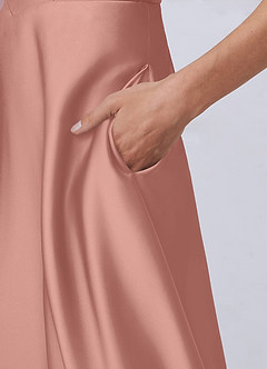 Barbie ♥ Azazie Final Sale Bermuda A-Line with Pockets Stretch Satin Dress image5