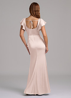 Azazie Elkie Jurken voor bruidsmeisjes Jurk van Stretch Satijn met Zeemeermin Vierkante halslijn Blozend Roze image2