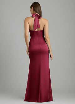 Azazie Paige Robes à essayer chez vous Robe Sirène en Satin extensible Plissé Bourgogne image2