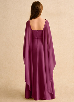 Azazie Fishie Girls Formal Sukienki dla dziewczynek sypiących kwiaty Linia A Matowy satynowy Długość podłogi Sukienka image2