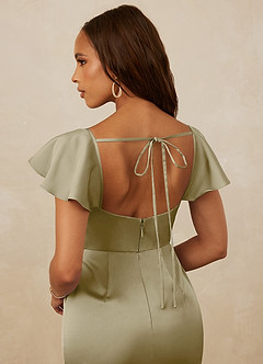 Christian Siriano Bridal for Azazie 1005 Bridesmaid Dresses Moss Green Sheath Sweetheart Neckline Stretch Satin Dress image3