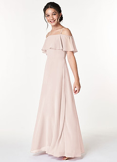 Azazie Maggie Junior Rose Petal A-Line Off the Shoulder Chiffon Dress image5
