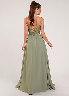 Thalyago Dusty Sage Beading Lace Satin Faced Chiffon Prom Dress image2