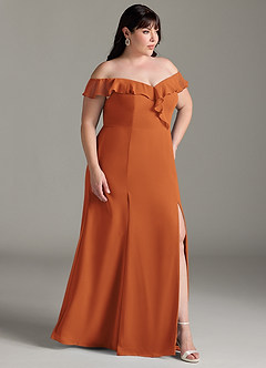 Azazie Sophie Bridesmaid Dresses Cinnamon A-Line Off the Shoulder Chiffon Convertible Dress image10