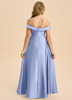 Azazie Sissy Junior Ice A-Line Off the Shoulder Stretch Satin Dress image2