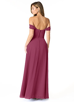 Azazie Kaitlynn Bridesmaid Dresses Mulberry Empire Ruched Chiffon Convertible Dress image3