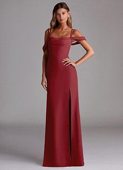 Azazie Callan Bridesmaid Dresses Pomegranate Mermaid Pleated Chiffon Convertible Dress image1
