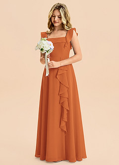Azazie Nori Junior Cinnamon A-Line Ruched Chiffon Dress image5