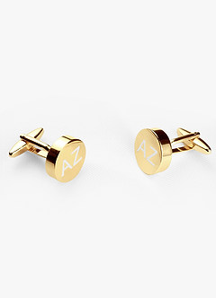 front Personalized Rounded Metal Cuff Links