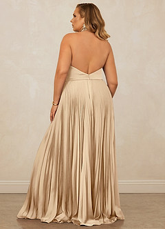 Christian Siriano Bridal for Azazie 1007 Bridesmaid Dresses Champagne A-Line Pleated Stretch Satin Dress image11