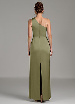 Azazie Zahira Bridesmaid Dresses Pistachio Sheath One Shoulder Stretch Satin Dress image2