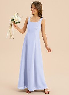 Azazie Lambie Junior Lavender A-Line Pleated Chiffon Dress image7