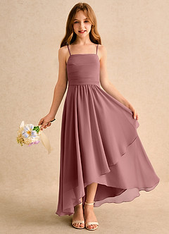 Azazie Twilight Dance Girls Formal Blumenmädchenkleider A-Linie Plissee Chiffon Kleid Wüstenrose image1