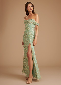 Azazie Saige Bridesmaid Dresses Agave Bloom Floral A-Line Off the Shoulder Bloom Convertible Dress image5
