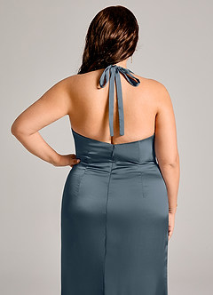 Azazie Valerie Suknie dla druhen Syrena Pofałdowany Satyna elastyczna Do ziemi Sukienka image8