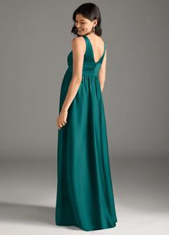 Azazie Yetta Brautjungfernkleider für Schwangere A-Linie Plissee Stretch-Satin Bodenlänge Kleid image3