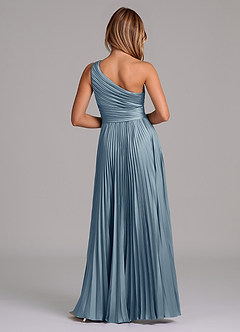 Azazie Lyrica 신부 들러리 드레스 A라인 한쪽 어깨 스트레치 새틴 비대칭 드레스 image8