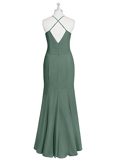 Azazie Carolina Brautjungfernkleider Meerjungfrau-Linie Gestreift Chiffon Kleid Seemoos image7