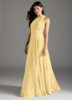 Azazie Charlize Bridesmaid Dresses Butter A-Line One Shoulder Chiffon Dress image4