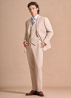 Carter Tan Cotton Linen Blend 3-Piece Suit