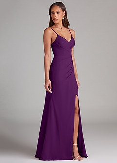 Azazie Maci Robes de demoiselle d'honneur Robe Fourreau en Mousseline de soie Plissée Grain De Raisin image4