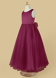 Azazie Muni Robe Demoiselle D'honneur Fillette Robe Trapèze en Tulle Arc Mûre image4