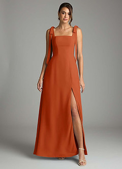Azazie Debra Bridesmaid Dresses Burnt Orange A-Line with Pockets Chiffon Convertible Dress image7