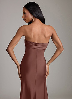 Azazie Saylor Brudtärnklänningar Klä av Sjöjungfru i Stretch Satin Axelbandslös Espresso image6