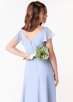 Azazie Omari Junior Ice A-Line Ruched Chiffon Dress image3