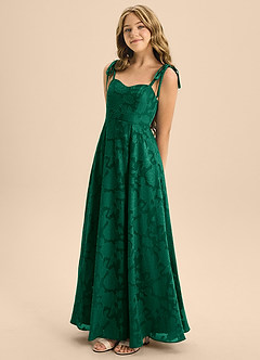 Azazie Rosey Junior Vestido de Esmeralda de Devorado Floral de Corte En A con Escote de Corazón image6