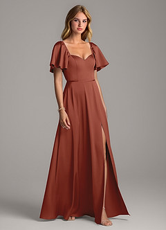 Azazie Chloe At-home Try On Dresses Matcha A-Line Sweetheart Neckline Stretch Satin Dress image5