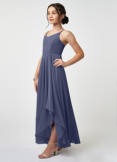 Azazie Collette Junior A-Linie Gestreift Chiffon Kleid Sturm image3