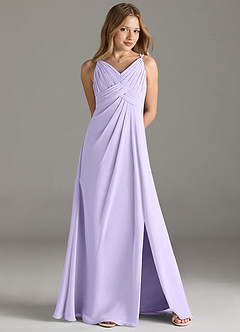 Azazie Maren Allure Junior Lilac A-Line Lace Chiffon Dress image4